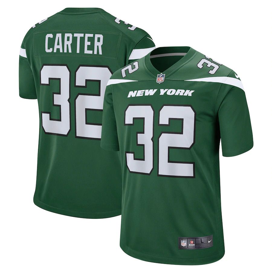 Men New York Jets #32 Michael Carter Nike Gotham Green Game NFL Jersey